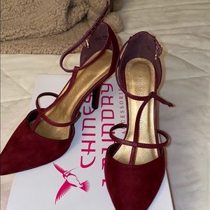 Maroon strapy heels
